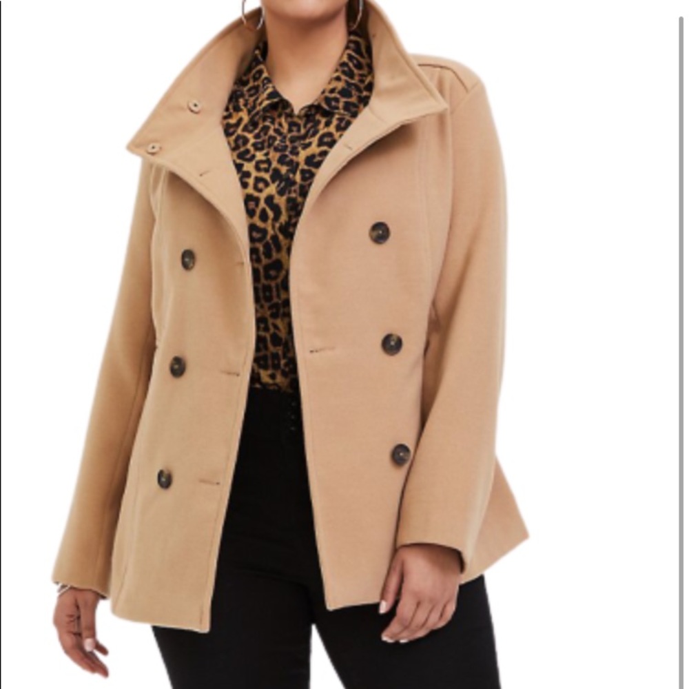 Torrid Camel Coloured Double Breasted Peacoat